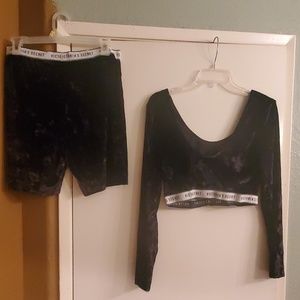 2pcs velvet biker short set